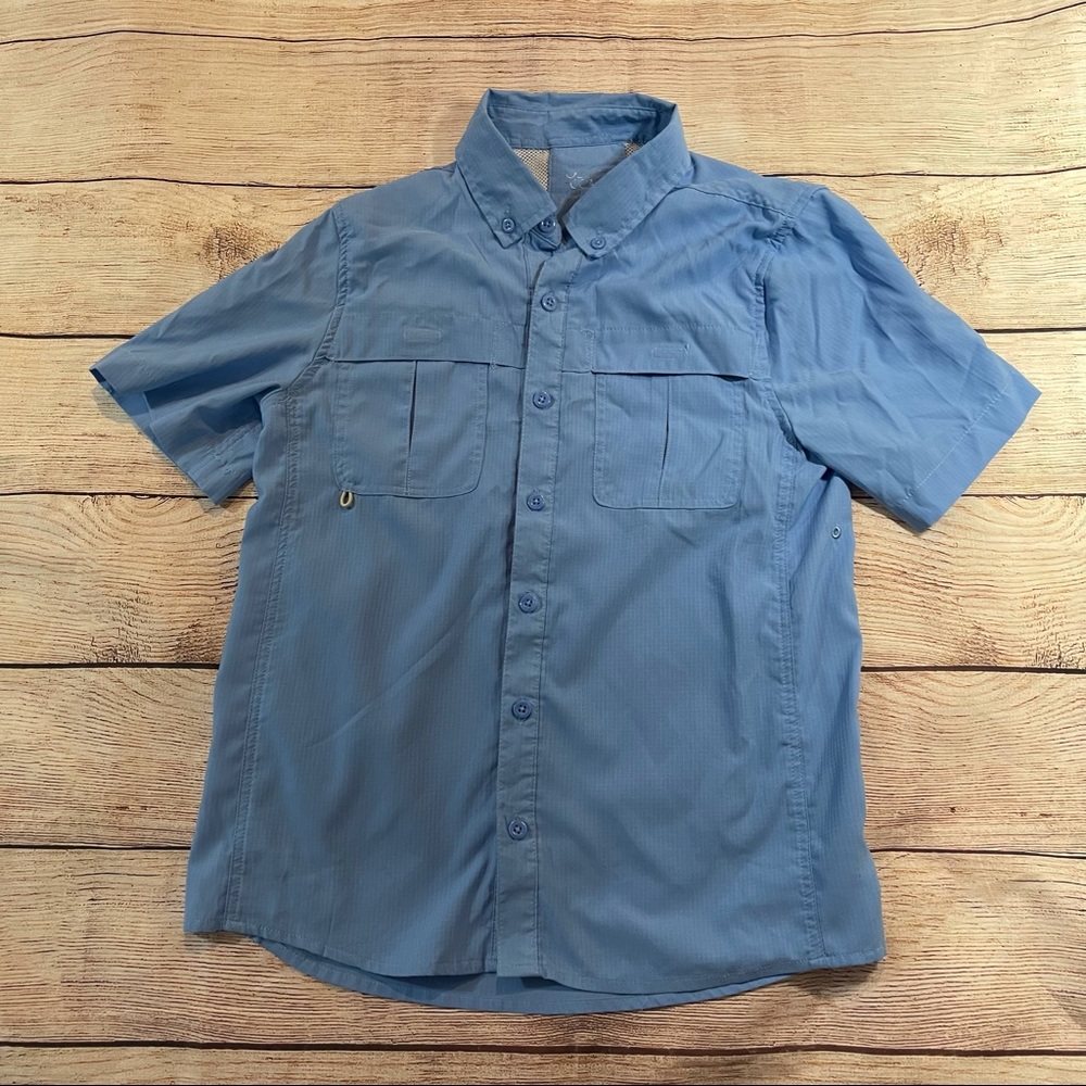 Ocean Coast youth vented button down blue medium